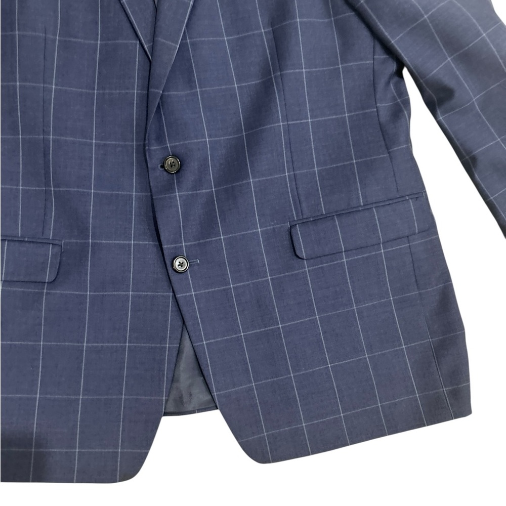 Men’s Lauren Ralph Lauren wool navy blue Windowpane check 2 button Blazer 46L - Picture 3 of 10